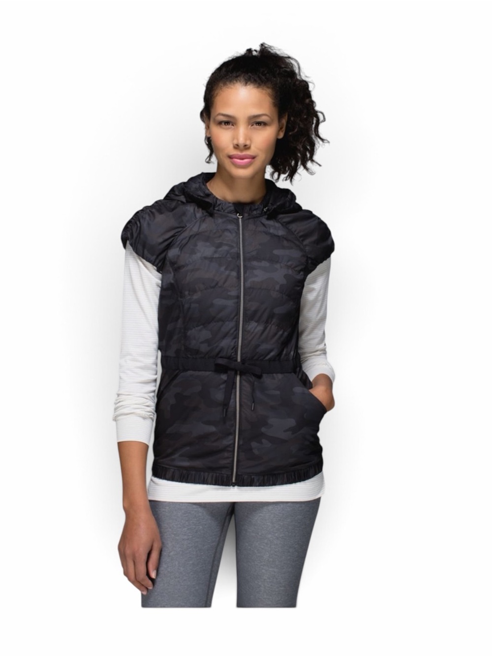 Lululemon Spring Fling Puffy Vest 4 Lotus Camo Black Hooded Rare